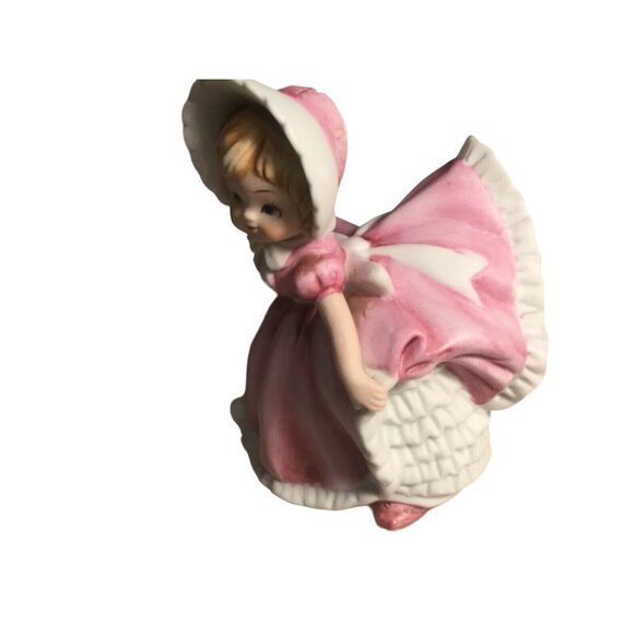 Girl with Bloomers #904 Bisque Porcelain Figurine Pink Ruffled Dress 4.5" - Picture 13 of 16